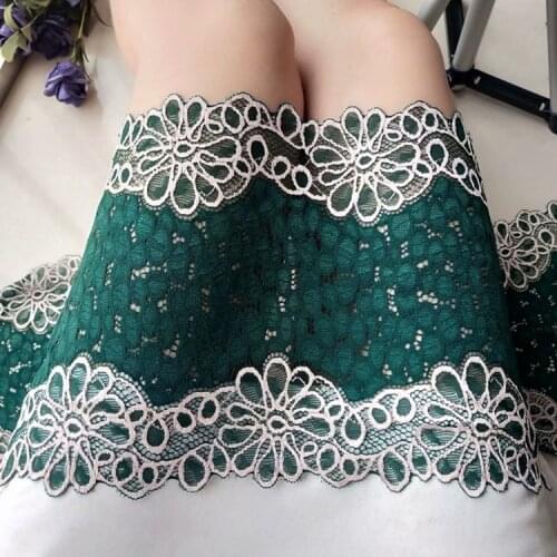 New 2meter/Lot Good Quality Deep Green Color Stretch Lace Trim Diy Handmade Craft Fabric 20cm X025