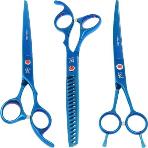 7" Japan Steel Dog Hair Trimming Scissors Puppy Professional Curved Shears Cutting Thinning Tesoura Pet Grooming Tijeras B0025A