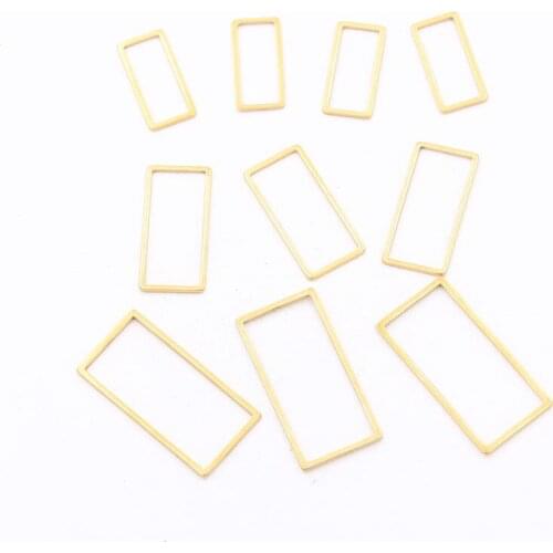 10pcs 3 Size Charm Rectangular Geometry Gold Stainless Steel Open Frame Mold Frame DIY Jewelry Material Discovery