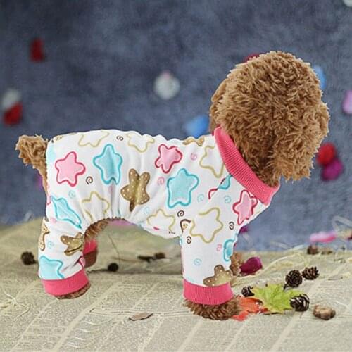 Pet Clothes Small Dog Pink Star Pajamas Clothing Static-free Cotton Soft Cute Jumpsuit Shirt Patterns Cozy Cat Sleepwear XS-XL