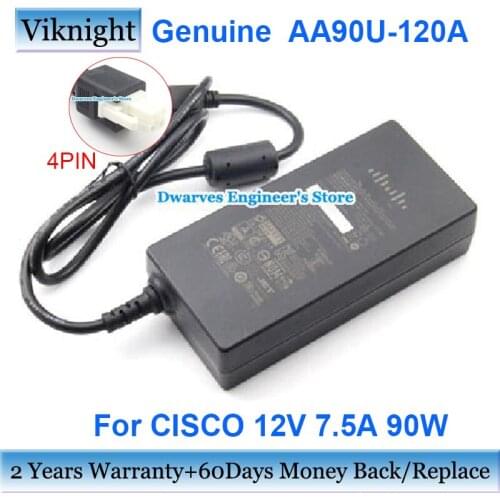Genuine AA90U-120A AC Adapter 12v 7.5A 90W Power Supply For CISCOo 341-100547-01 PHI212009GK 4pin Laptop Adapter