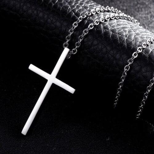 Titanium Steel Cross Pendant Necklace For Men Women Minimalist Jewelry Male Female Prayer Chokers Silver Color Gift