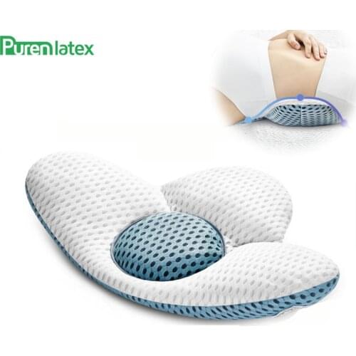 Purenlatex Buckwheat Waist Cushions Soft Cotton Pillow Support Lumbar Spine Cushion on Bed Orthopedic Pillow for Sleeping Mat