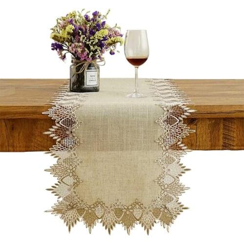 Handmade Simple Modern Primary Color Linen Table Cloth Lace Embroidered Linen Tablecloth Tv Cabinet Dust Cover Home Table Runner