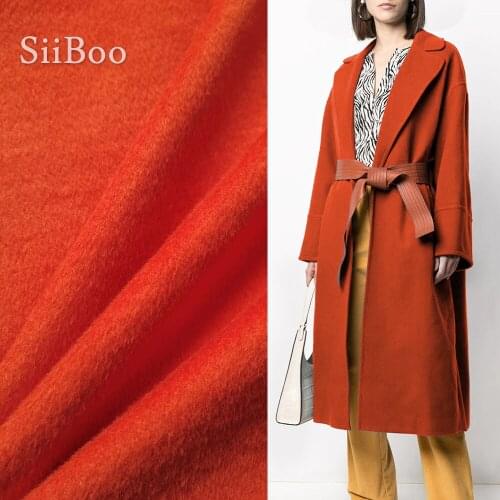 Siiboo wool cashmere fabric for women coat dress in color red orange bright color for winter sp6358