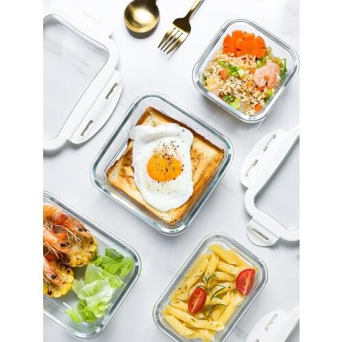 Heat-Resistant Glass Lunch Box Female Microwave Oven Dedicated for Heating Office Worker Sealed Bento Bowl with Lid