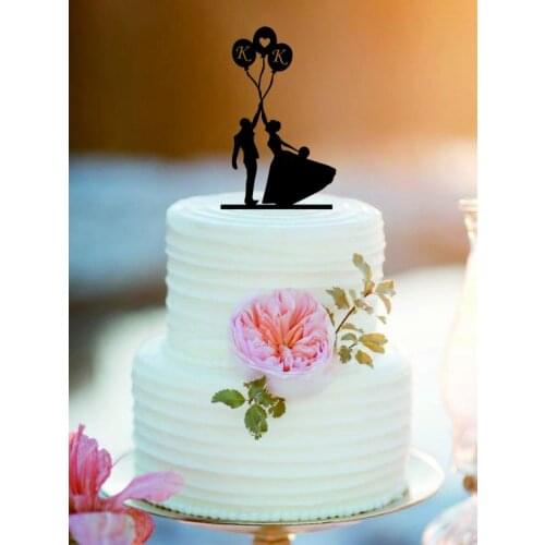 Ballons With Initials wedding cake topper /Mr and Mrs Wedding Cake Topper /Personlized Bride And Groom Cake Topper