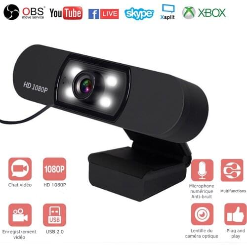 Webcam 1080P HDWeb Camera with Built-in HD Microphone 1920 x 1080p USB Plug n Play Web Cam Widescreen Video