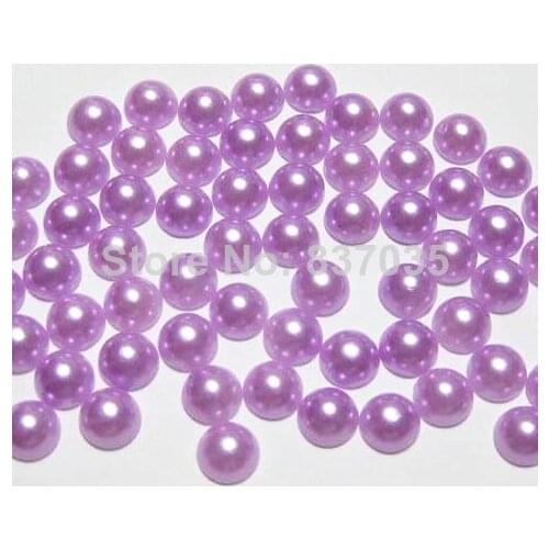 1000PCs 6mm ABS pueple Half Round Flatback pearl beads nails/scarpbook cell phone case finding Loose Making DIY acessories