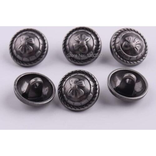 20PCS/lot 12/15mm One-Hole Decorative Metal Buttons Bow-knot pattern for Clothing Sewing Button For shirt jeans