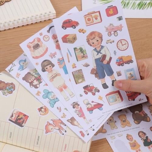 6PCS/lot Girl Changing Clothes Paper Sticker Decoration DIY Diary Scrapbooking Label Sticker Kawaii Stationery