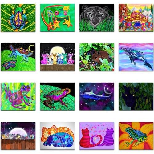DIY 3D Diamond mosaic Cartoon leopard cat Full Diamond painting Cross stitch animal whale Diamond embroidery colorful frog tiger