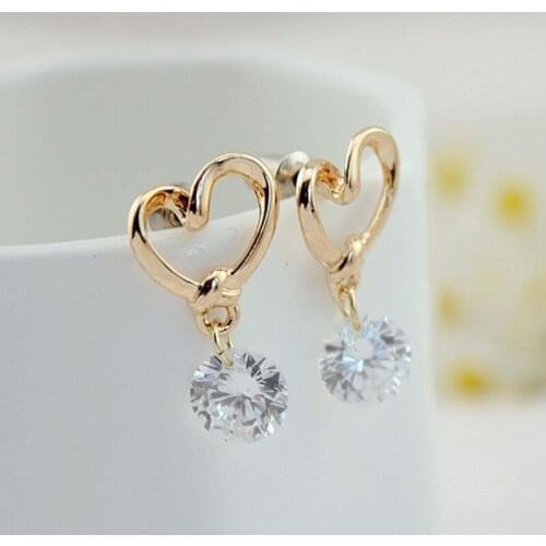 Bling Heart Shaped Women Earrings Ear Pins Zircon Eardrop Crystal Earrings Zircon Wedding Party Jewelry LXH