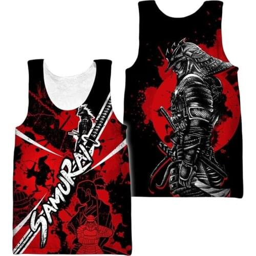 CLOOCL Samurai Armor Oni Mask Tattoo Vest 3D Printed Men Tank Tops Harajuku Fashion Sleeveless Shirt Harajuku Unisex Tank-top
