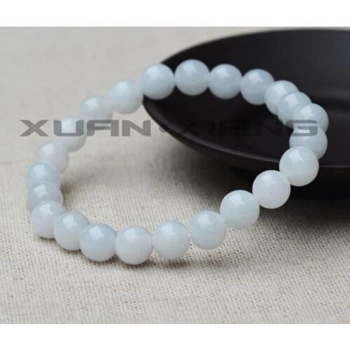 Drop Shippipping Women Bracelets Bangles White Jadeite Jade A Grade Round Bead Bracelets Gift for Womens Fine Jewelry