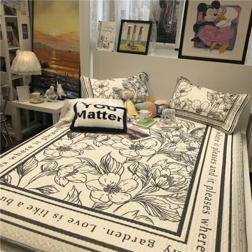 Artistic Black White American Simple Latex Summer Mat Three-Piece Set Washable 1.5 M1.8 M Fabric Cooling Mattress Summer