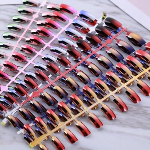 6 Colors False Nails Gradual 24 Pieces of Short Fales Nails Excellent ABS Artificial Tips Nail Art Decor