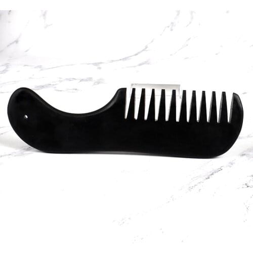 16CM Natural Jade Big Comb Face Gua Sha Tool Crystal China Bian Shi Stone Mineral Skin Care Massager Head Health Massage Scraper