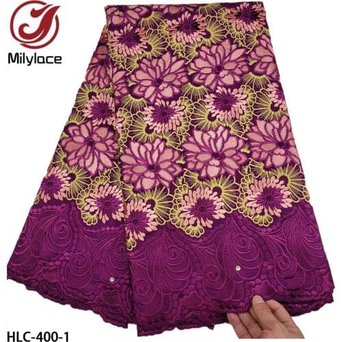Latest Swiss African Cotton Lace Fabric 2021 High Quality Nigerian Embroidery Lace Fabric for Dress HLC-400