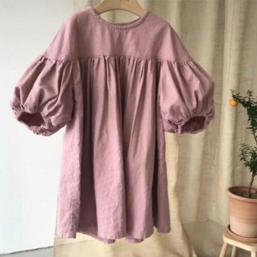 New 2019 Autumn Baby Girls Dresses Cotton and Linen Lantern Sleeves Fresh Infant Cute Dress for Kids Children Maxi Dress,#5380