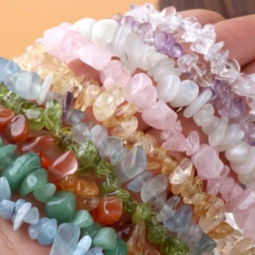New Irregular Natural Crystals Stone Bracelet Beads Pink Blue Quartz Amethyst Aventurine for Jewelry Making DIY Couple Bracelet