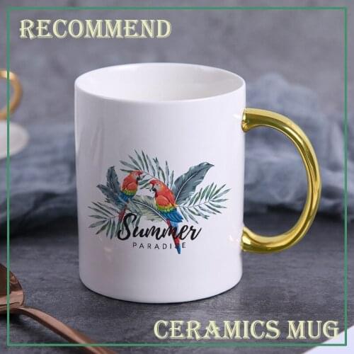 New Color bird gold handle mug,fashion coffee cup advanced mug ceramic cup,simple Nordic teacup Drinkware gift KTZW-003