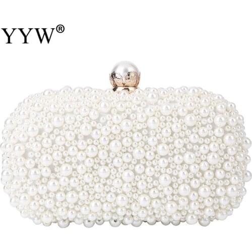 New Design Women Evening Bags Beading Holder Day Clutch ABS Pearl Wedding Bridal Handbags For Party Small Purse Cluth Bag