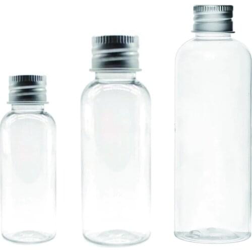 20PCS 5/10/30/50/60/100ml Plastic Bottle with Aluminum Screw Cap Plug Cosmetic Container Travel Kits Portable PET Lotion Cream