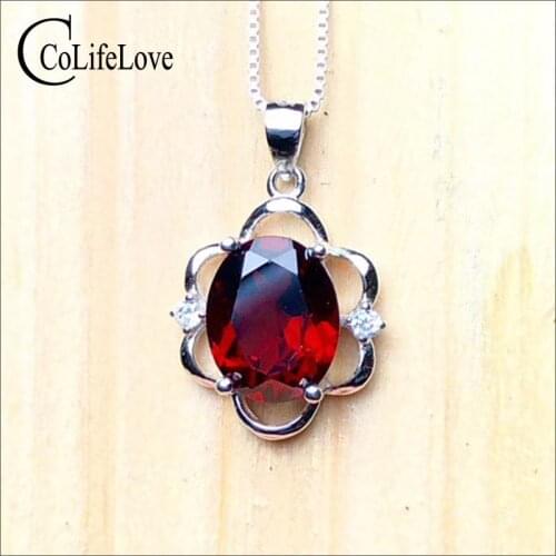 Classic 925 silver pyrope pendant for party 3ct natural pyrope gemstone pendant sterling silver garnet jewelry birthday for wife