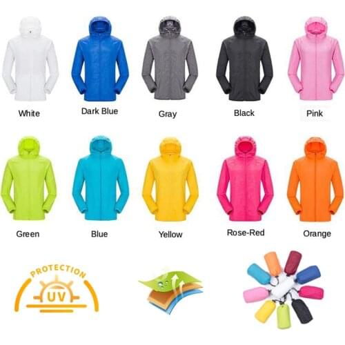 Camping Rain Hiking Jackets Unisex Waterproof Sun Protection Clothing Fishing Clothes Quick Dry Skin Windbreaker With Pocket