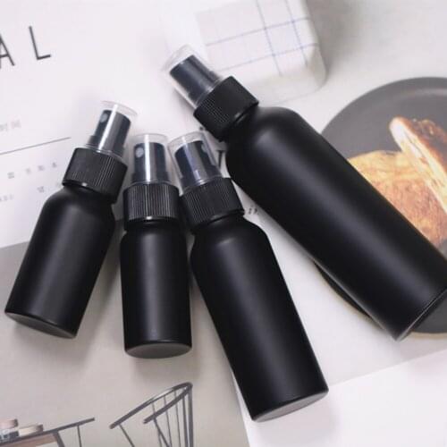 30/50/100/150ml Portable Travel Black Aluminum Bottle Perfume Spray Bottle Essence Lotion Bottle Cosmetic Packaging Container