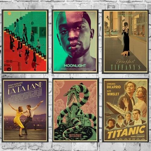 Breakfast at Tiffanys/Parasite/Beetlejuice/TITANIC Movie Posters Retro Wall Posters Art Printed Painting Wall Stickers
