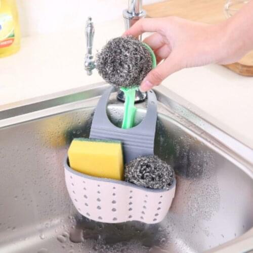 Sink Shelf Soap Sponge Drain Rack Silicone Storage Basket Bag Faucet Holder Adjustable Bathroom Holder Sink Kitchen Accessorie