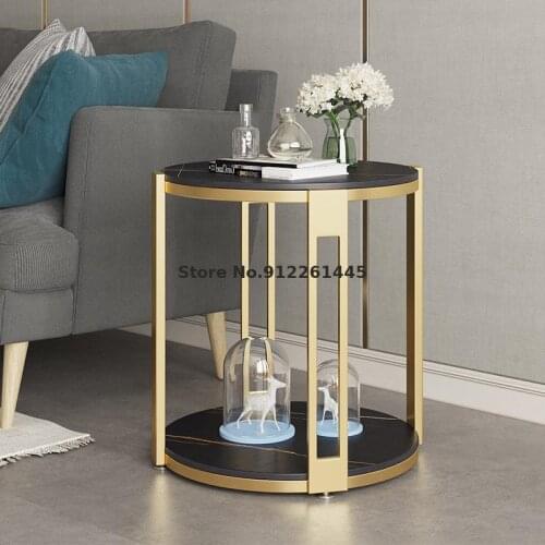 Nordic Light Luxury Marble Edge Sofa Rock Board Corner Living Room Balcony Double Deck Small Tea Table Small Round Table Bedside