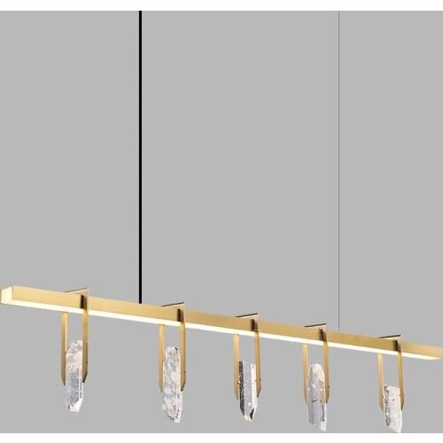 Modern Simple LED Chandelier Dining Room Island Crystal Long Hanging Lamp Kitchen Restaurant Bar Designer Creative Gold Fixtures