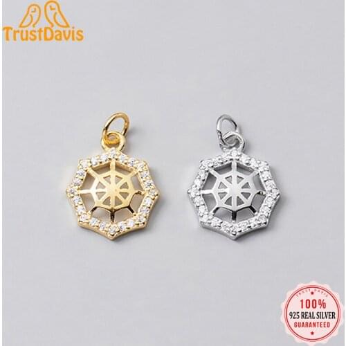 TrustDavis 2021 Fashion Real 925 Sterling Silver Sweet Spiders Web CZ Charm Pendant Handmade DIY Accessories Wholesale DZ50