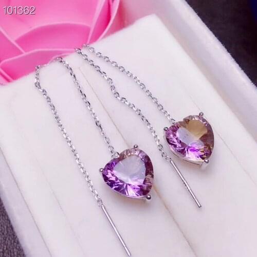 Party Gift Super Good Color 100% Natural and Real Ametrine Earring 925 sterling silver Earring