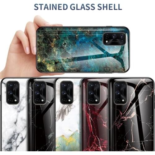 For OPPO Realme 7 6 5 X7 Pro Case Luxury Marble Grain Hard Tempered Glass Protective Back Cover Case for Realme 7i 6i 5i C3 C11