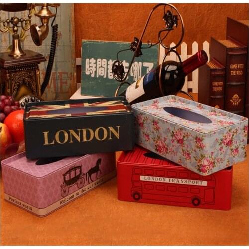 European iron holder tissue box home table decoration square napkin sheet paper box Storage automatic paper towel