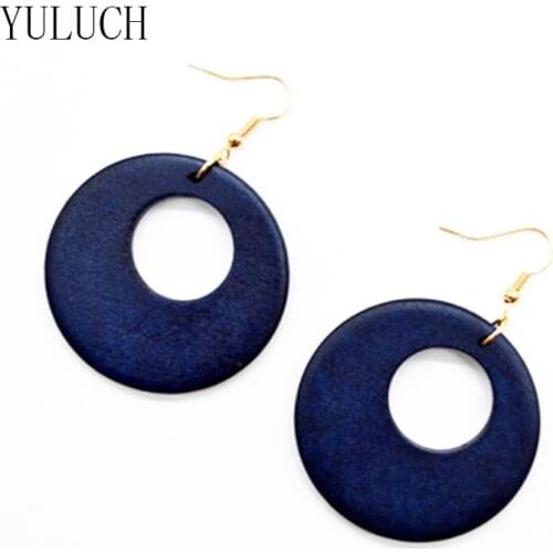 YULUCH women personality New design Big handmade Natural wood earrings girls jewelry