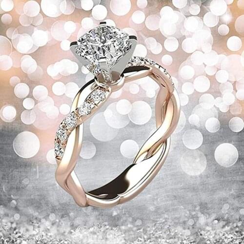 Womens Ring Cubic Zirconia Solitaire Wedding Engagement Rings Cubic Diamonds for Women Girls Size 5-11 LL@17