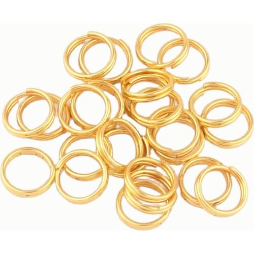 10mm Gold Double Split Ring Purse Making Hardware Key Ring Hook Clip Jewelry Making Metal Clasp Connector Dog Collar