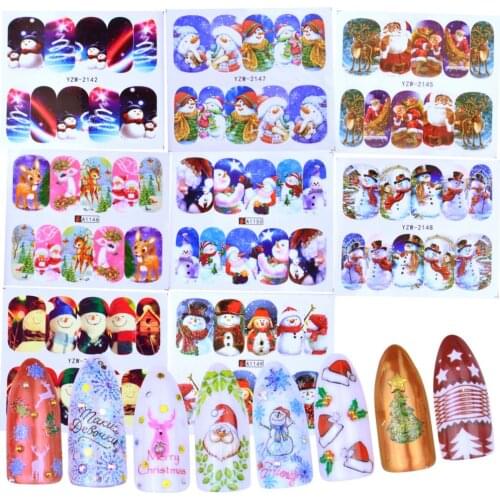1 Sheet Santas Snowmen Trees Snowflakes Xmas Christmas 3D Nail Art Stickers Fashion Women DIY Nail Art Sticker 2021 New