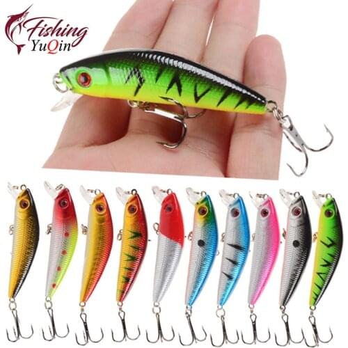 1pcs Minnow Fishing Lure 70mm 8g 3D Eyes Crankbait Wobbler Artificial Plastic Hard Bait Fishing Tackle