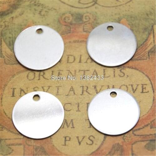 10pcs blank round disc charm stainless steel charm pendant 20mm