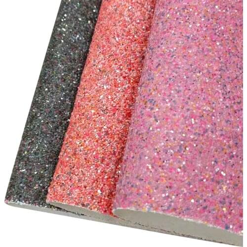 Colorful Chunky Glitter Faux Artificial Leather Fabric Sheet for Making Bag/Shoe/Earring/Decoration/Craft