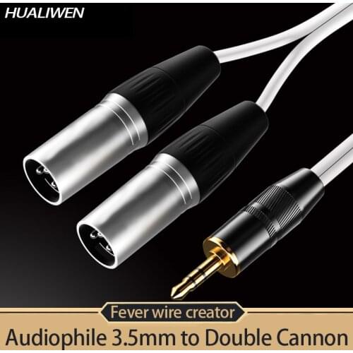 3.5 Stereo to Dual XLR Audio Cable Canon to 3.5 Computer to Sound Card Microphone Cable