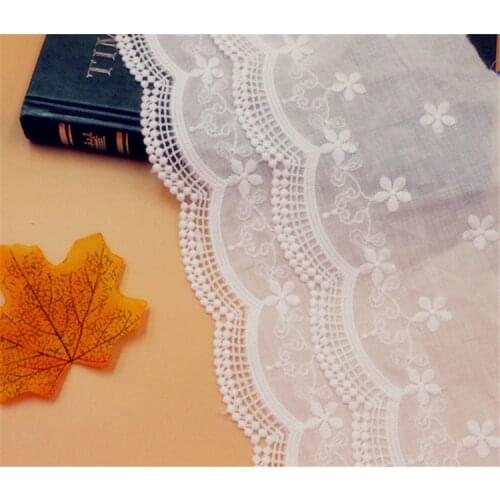 3Y-5Yard/Lot Cotton Cloth Natural White Embroidered Hollow Lace Trim Clothing Dress Lace Fabric Width 15CM Sew Diy Accessories