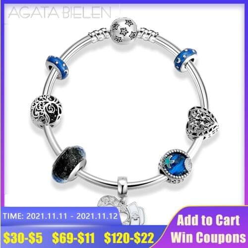 925 Sterling Silver nurse with Blue glass beads pendant Charm Bracelets Finished product for Fashion fine DIY Jewelry 2021
