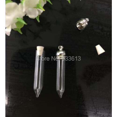 Free ship! 100pcss/lot bullet glass vial pendant , glass pendant , glass bottle, perfume oil wish pendant vials glass pendants